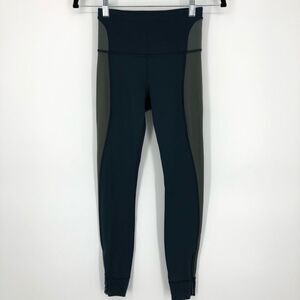 Athleta Allyson Felix Legend Mesh 7/8 Tight Womens XXS Blue Gray Zipper Ankle
